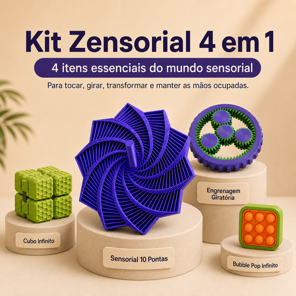 Kit Zenzorial 4 em 1 | 4 Itens Essenciais do Mundo Sensorial