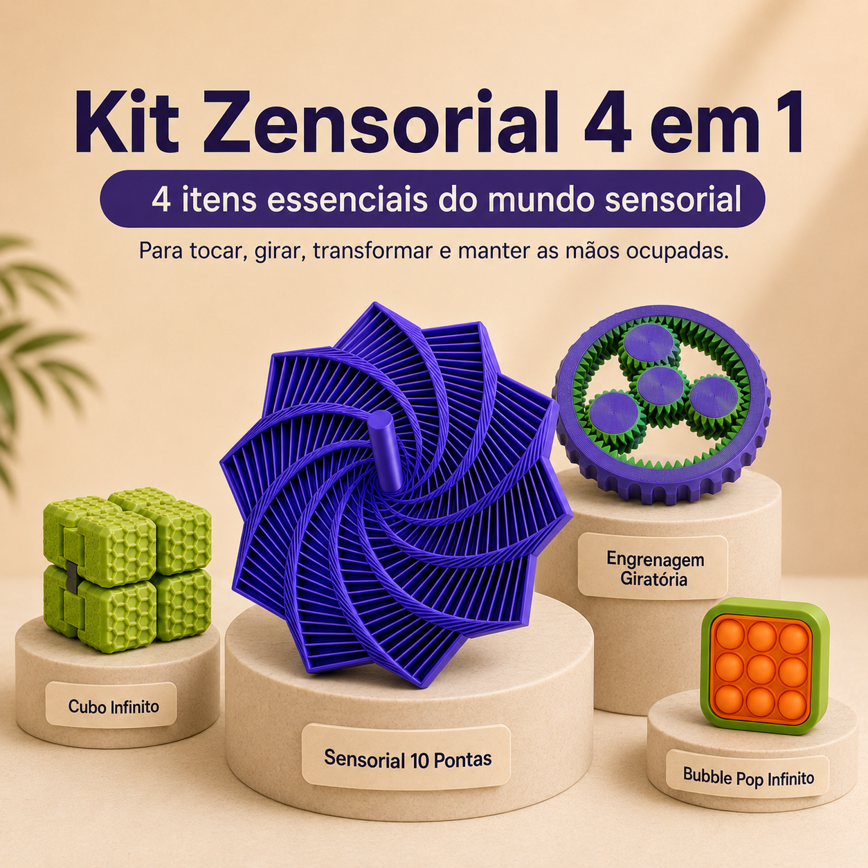 Kit Zenzorial 4 em 1 | 4 Itens Essenciais do Mundo Sensorial