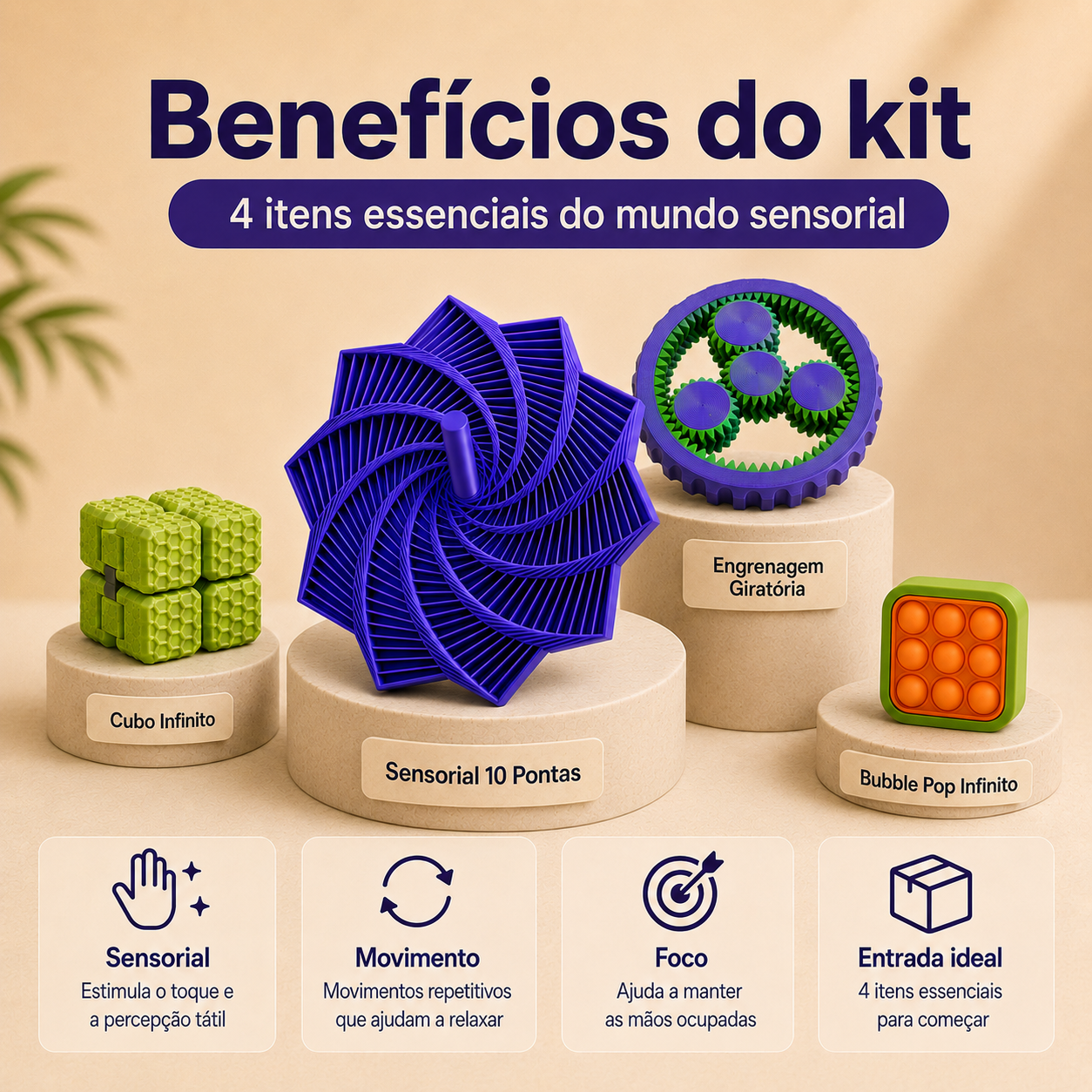 Kit Zenzorial 4 em 1 | 4 Itens Essenciais do Mundo Sensorial