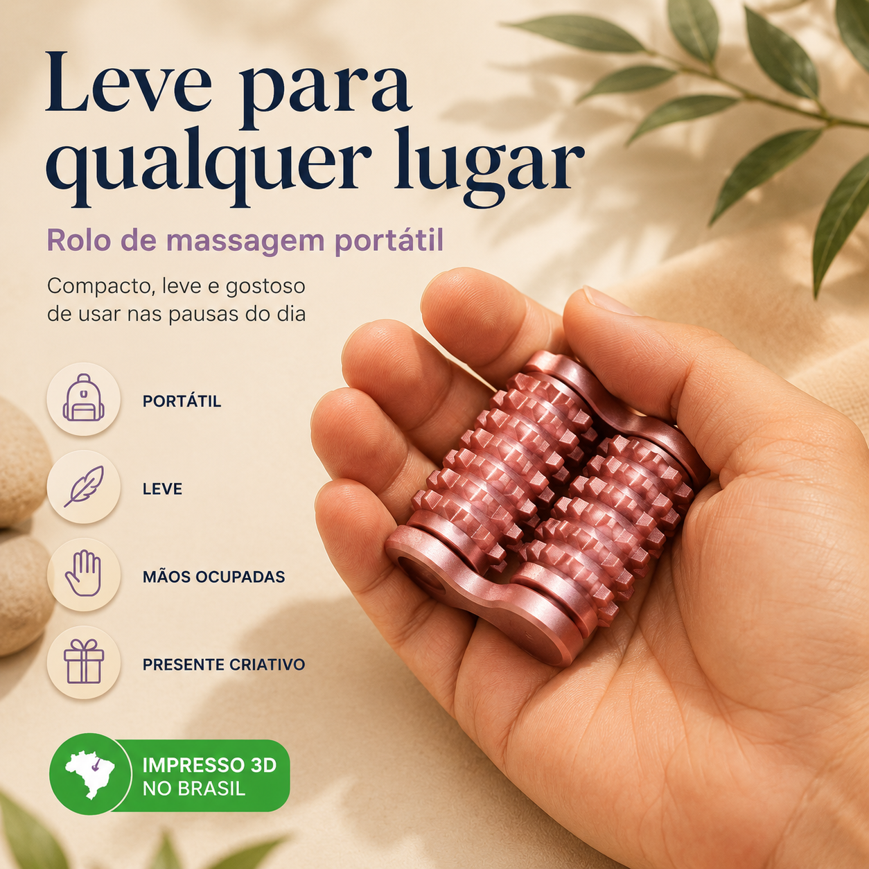 Rolo de Massagem 3D — Massageador Manual Portátil para Relaxamento e Alívio da Tensão