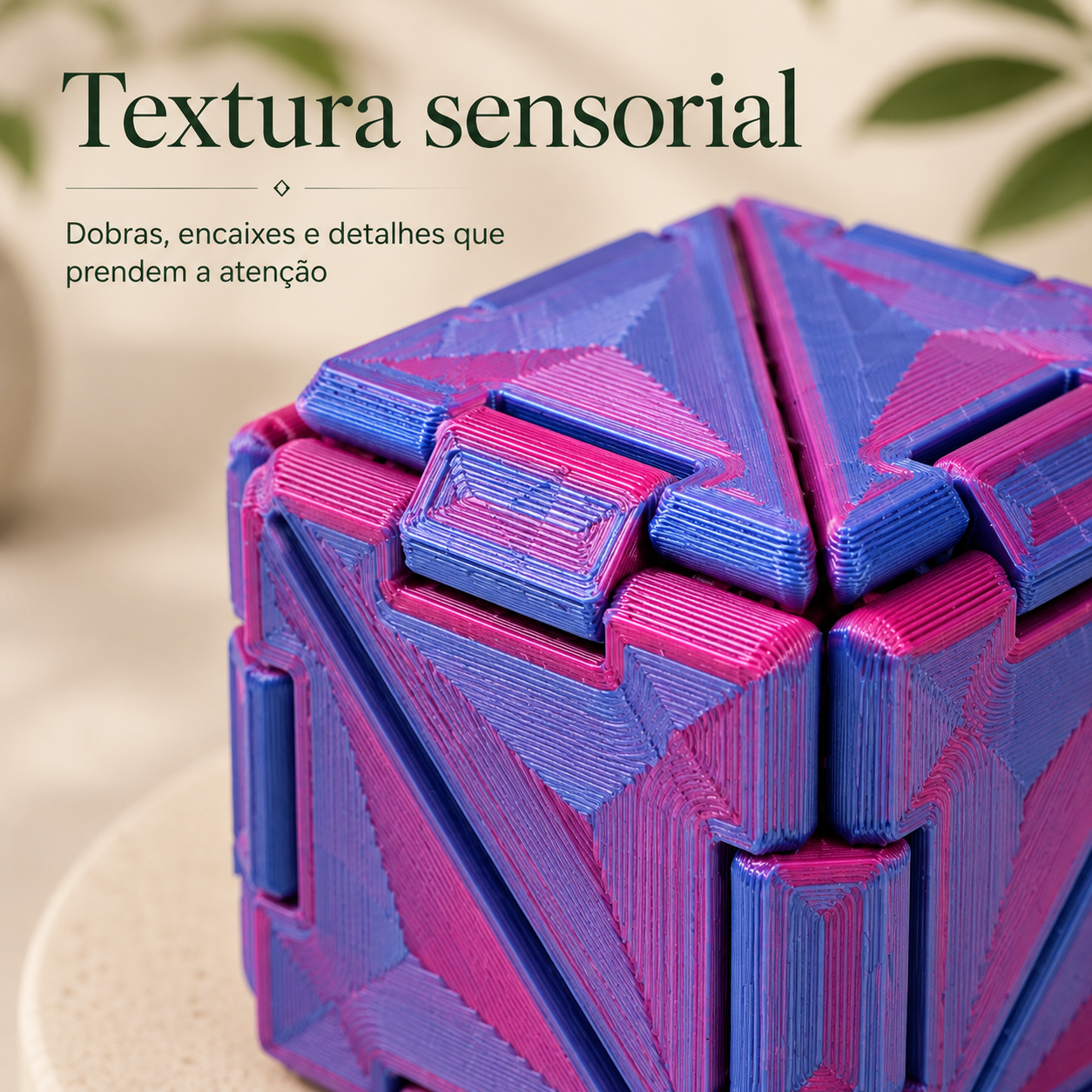 Kubigami Sensorial Calma 3D — Cubo Transformável para Foco e Movimento