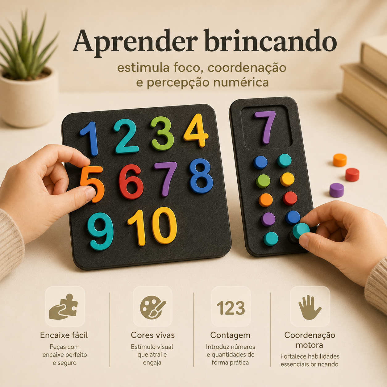 Quebra-Cabeça de Números 3D — Brinquedo Educativo Colorido para Aprender Brincando