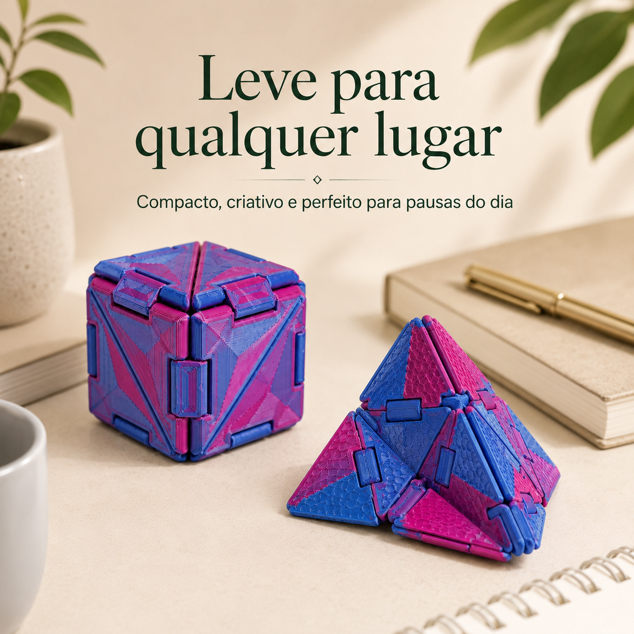 Kubigami Sensorial Calma 3D — Cubo Transformável para Foco e Movimento