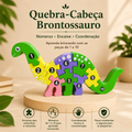 Quebra-Cabeça Brontossauro 3D — Brinquedo Educativo Infantil com Números e Encaixes