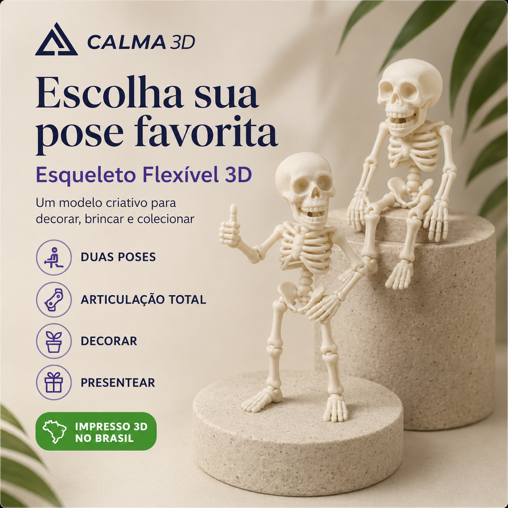 Esqueleto Flexível Articulado 3D — Brinquedo Decorativo para Brincar, Posicionar e Colecionar