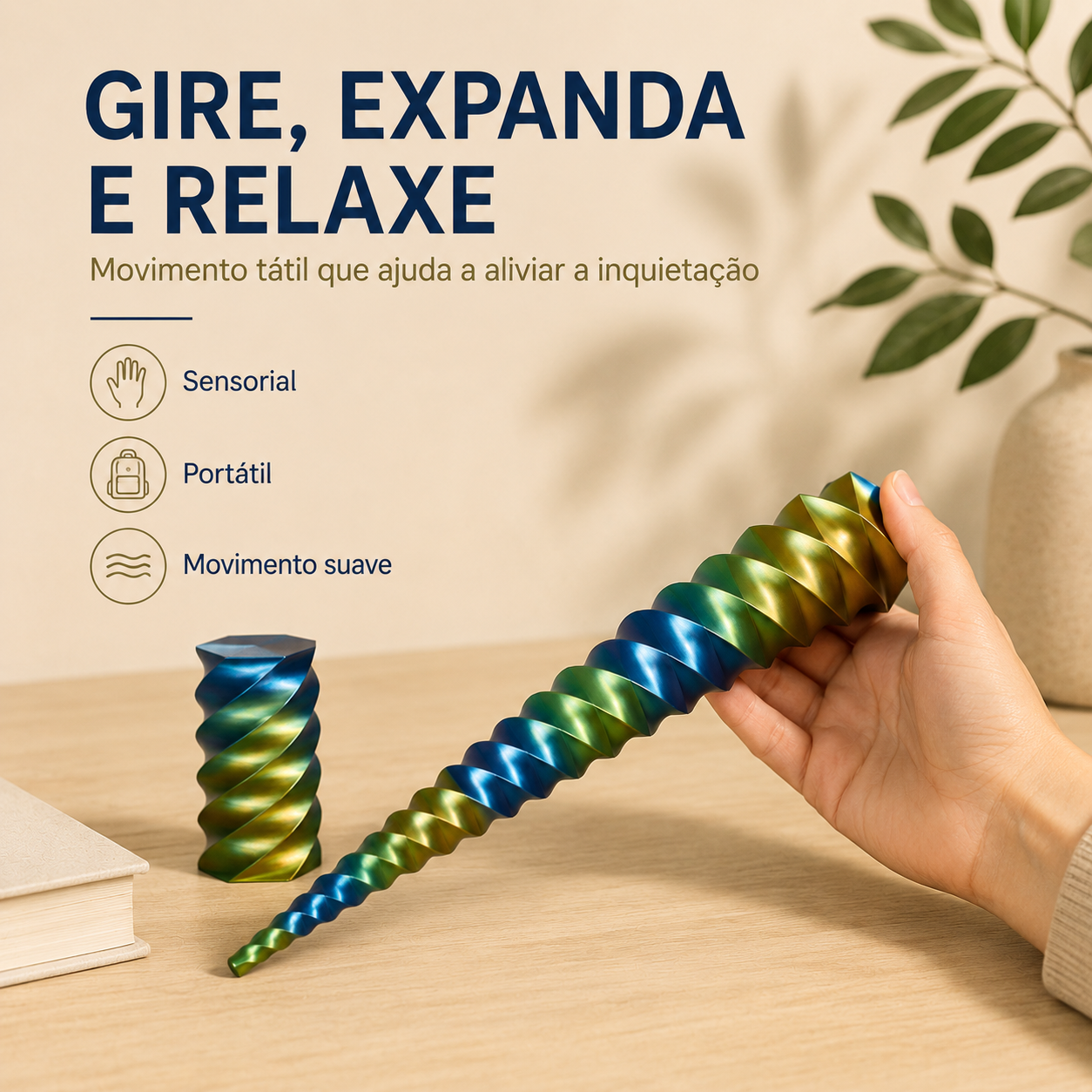 Torre Giratória Retrátil 3D — Fidget Sensorial Expansível para Relaxar e Girar