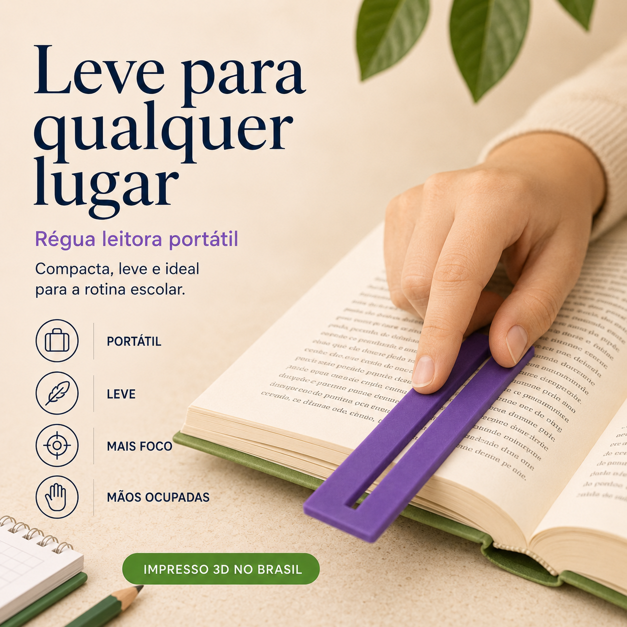 Régua Leitora 3D — Guia de Leitura para Foco, Concentração e Acompanhamento da Linha