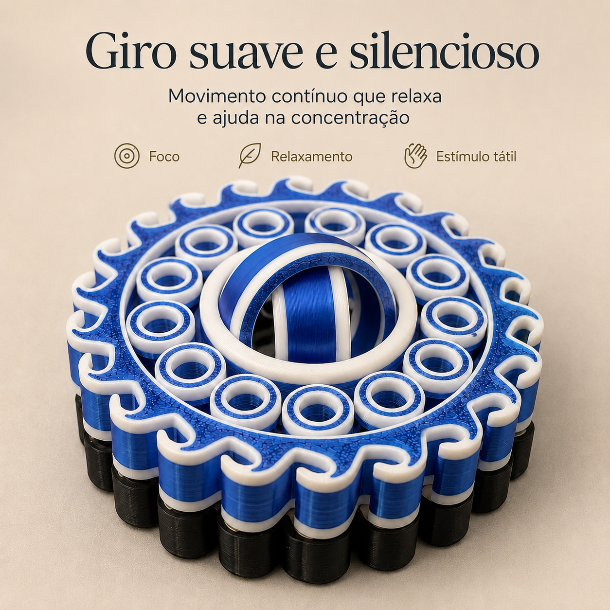 Giroscópio Mare 3D — Fidget Sensorial Giratório para Foco e Relaxamento