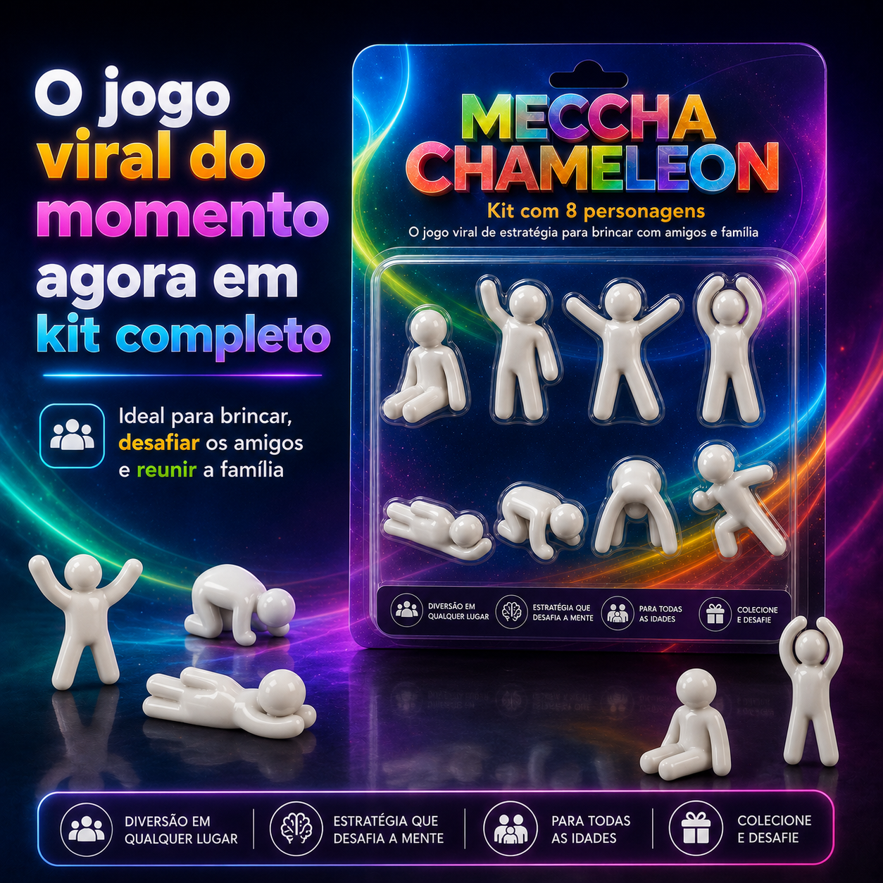 Meccha Chameleon – Jogo de Estratégia Viral com 8 Personagens para Família e Amigos