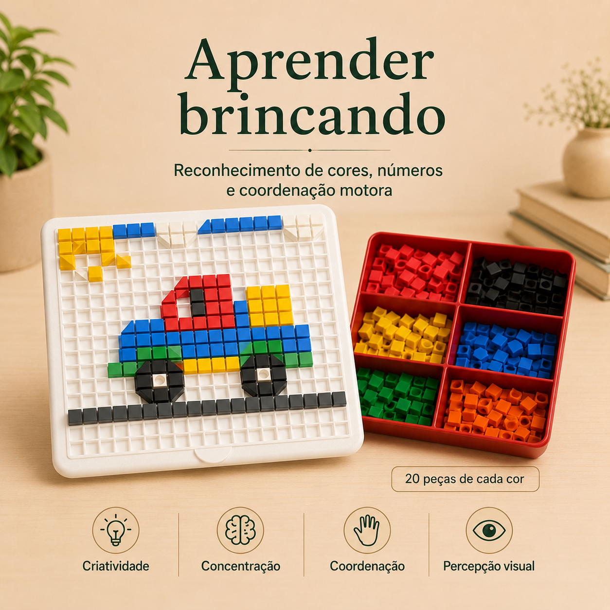 Jogo de Encaixe Criativo 3D — 120 Peças Coloridas para Montar e Aprender