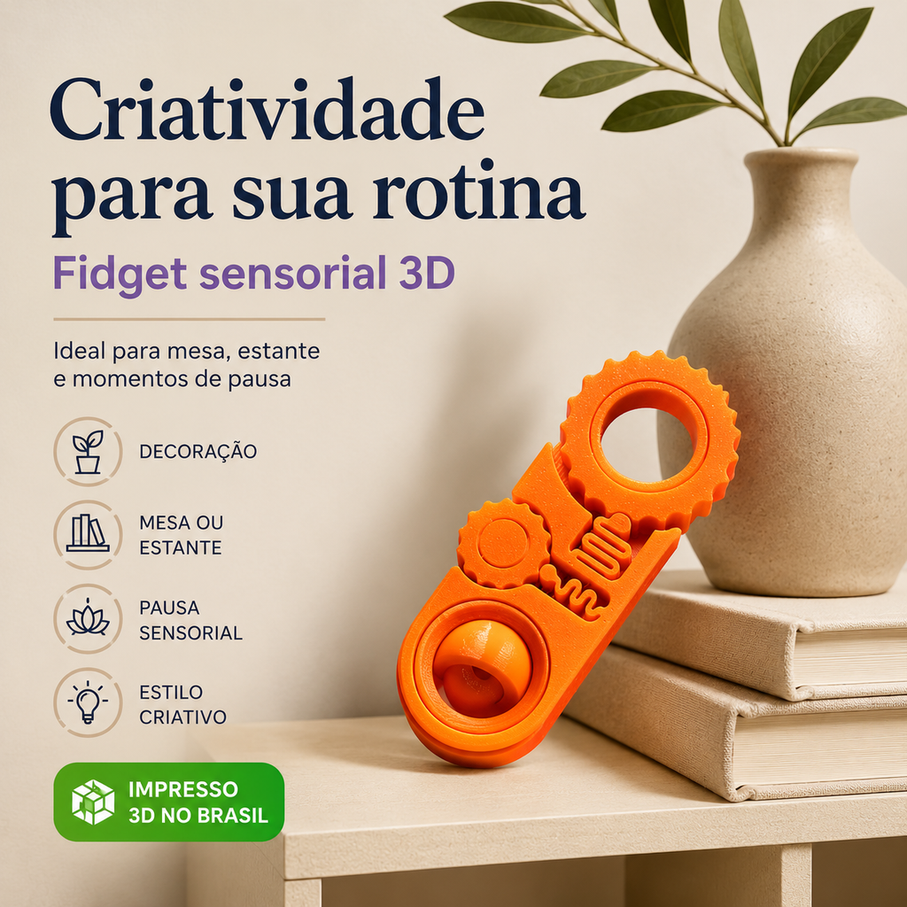 Brinquedo Sensorial 3 em 1 3D — Fidget Antiestresse Portátil para Girar, Clicar e Relaxar
