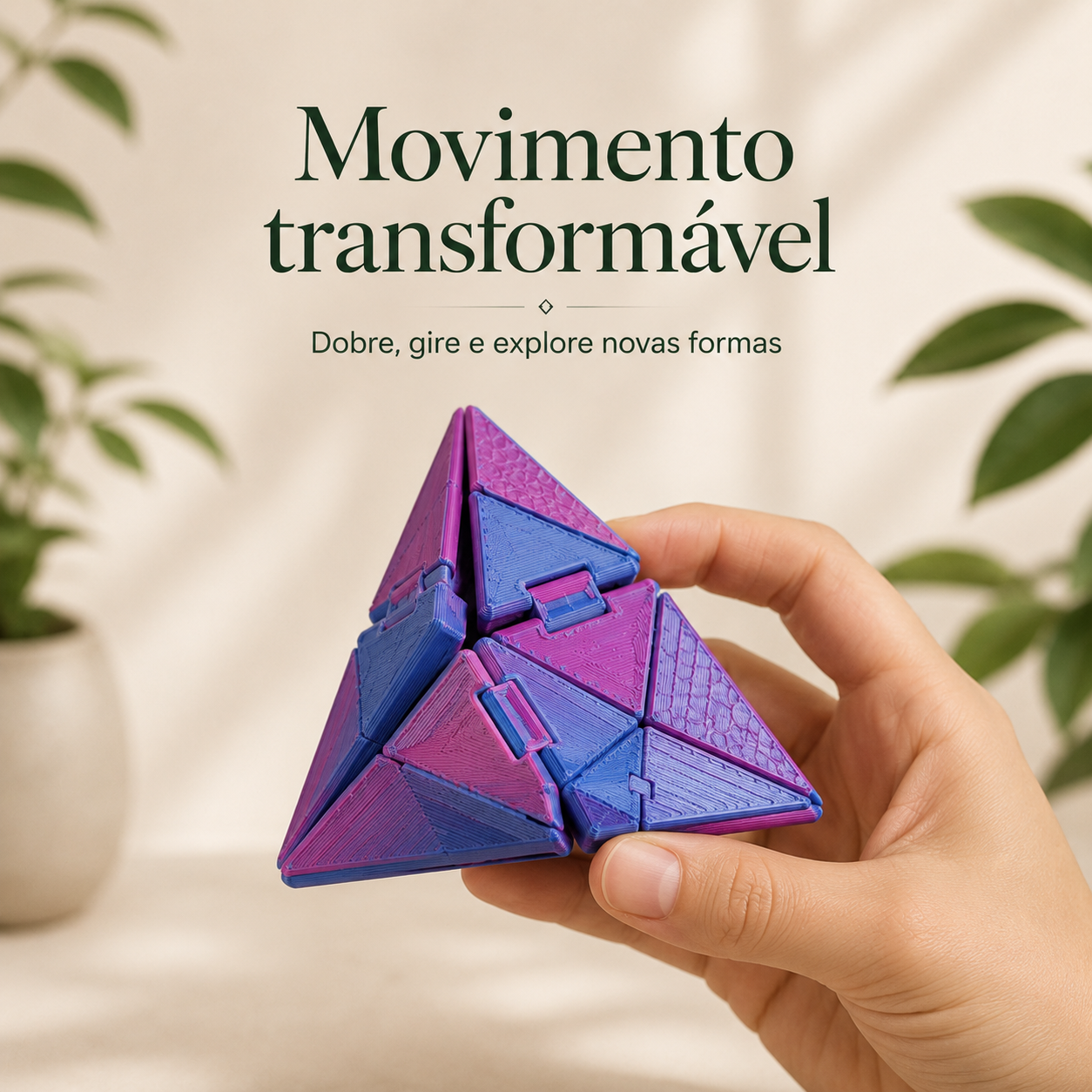 Kubigami Sensorial Calma 3D — Cubo Transformável para Foco e Movimento