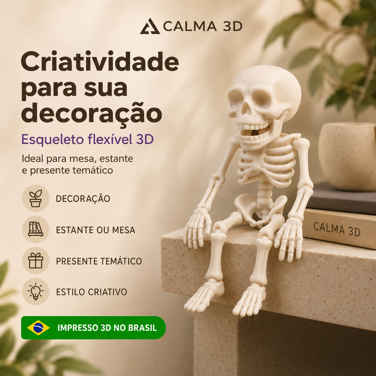 Esqueleto Flexível Articulado 3D — Brinquedo Decorativo para Brincar, Posicionar e Colecionar