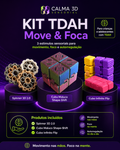 Kit TDAH Calma 3D Sensorial com Spinner 3D, Cubo Maluco e Cubo Infinito