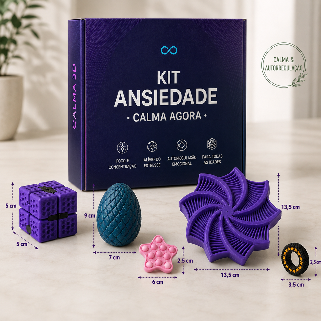 Kit Ansiedade Calma Agora 5 em 1 — Calma 3D
