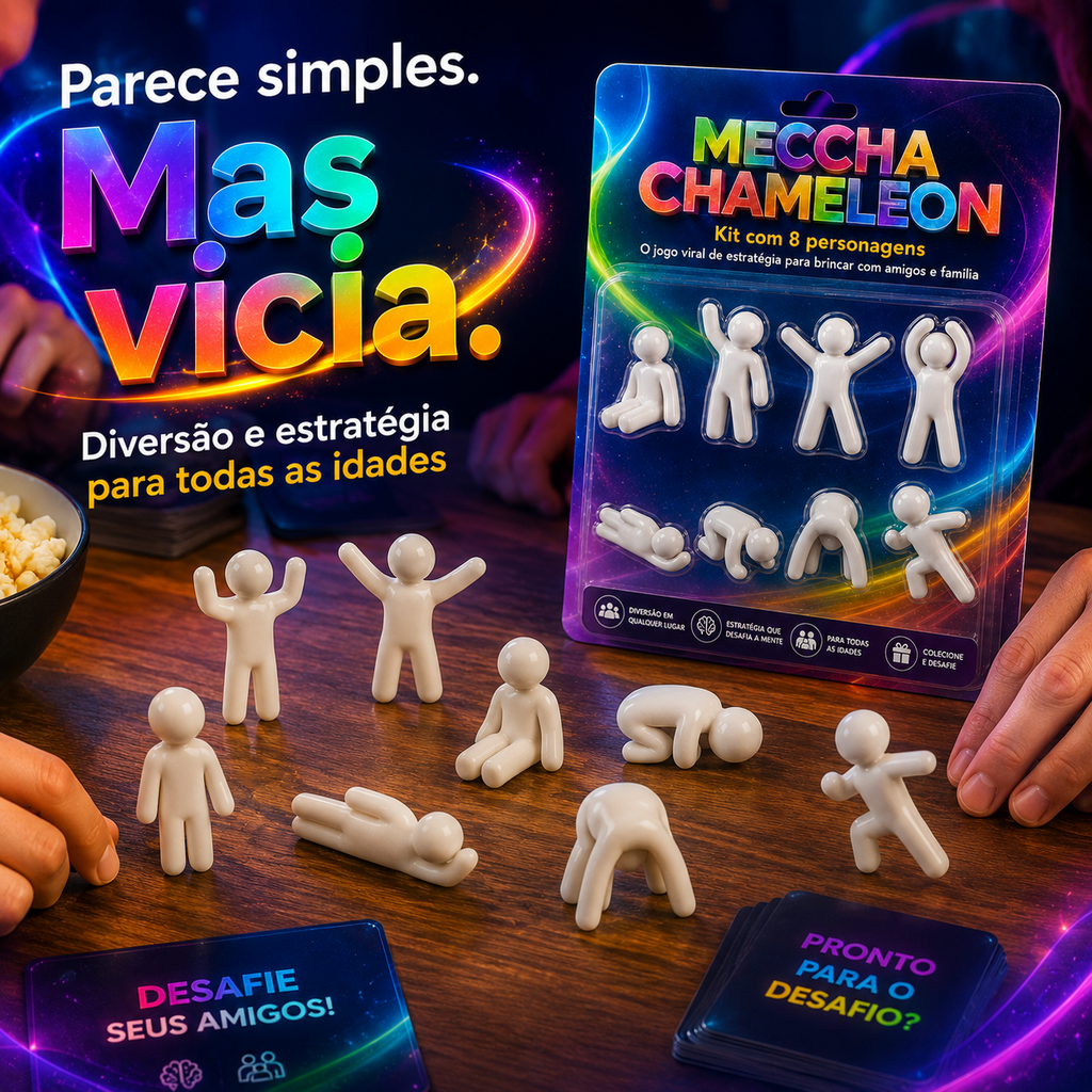 Meccha Chameleon – Jogo de Estratégia Viral com 8 Personagens para Família e Amigos