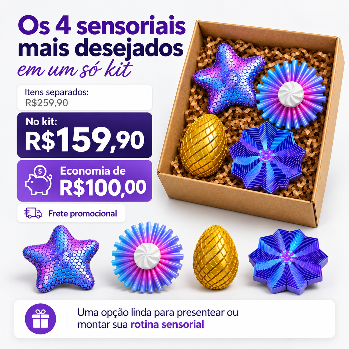 Kit Top 4 Sensoriais Mais Desejados — Acalma