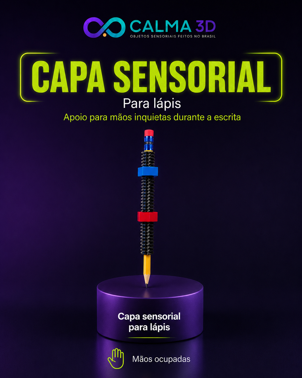 Kit Escolar Sensorial Calma 3D — Foco, Leitura e Mãos Ocupadas