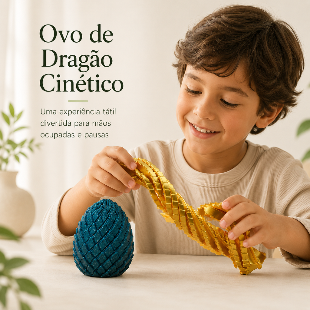 Ovo de Dragão Cinético Calma 3D — Movimento, Toque e Autorregulação