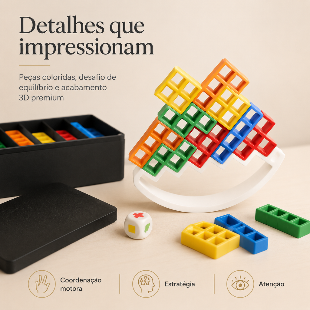 Perfect Blocks 3D — Jogo de Equilíbrio com Blocos Coloridos para Crianças e Família