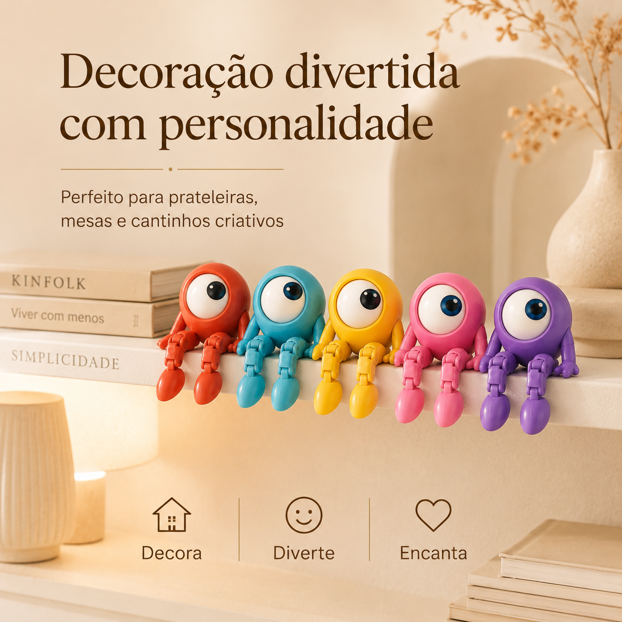Olho Divertido 3D — Mini Bonequinho Articulado Decorativo e Colecionável