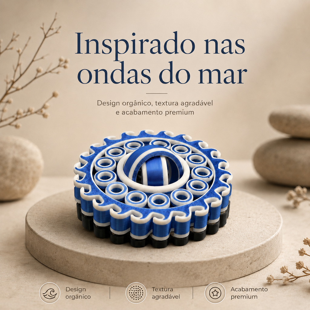 Giroscópio Mare 3D — Fidget Sensorial Giratório para Foco e Relaxamento