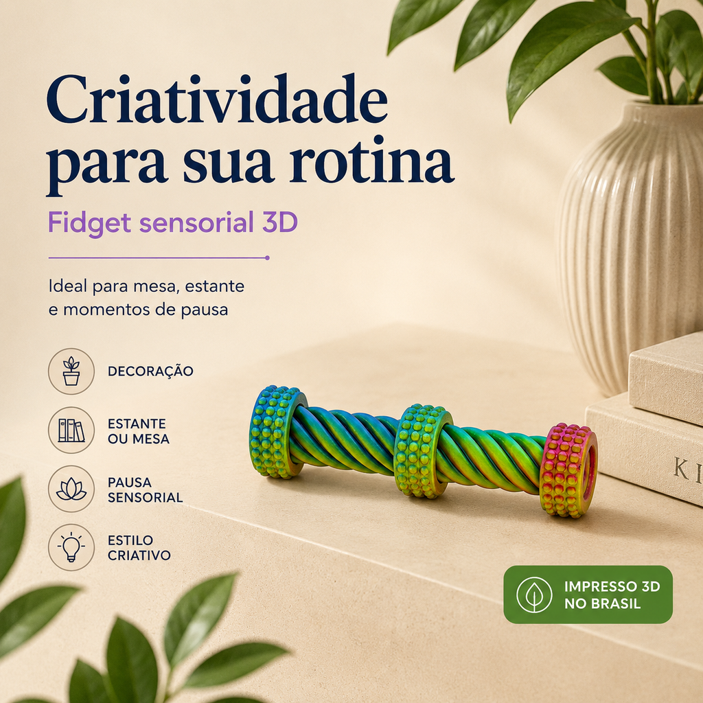 Fidget de Torção 3D — Brinquedo Sensorial com Movimento Tátil para Foco e Mãos Ocupadas