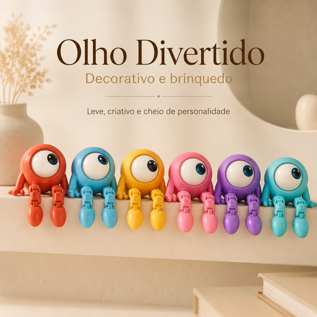 Olho Divertido 3D — Mini Bonequinho Articulado Decorativo e Colecionável