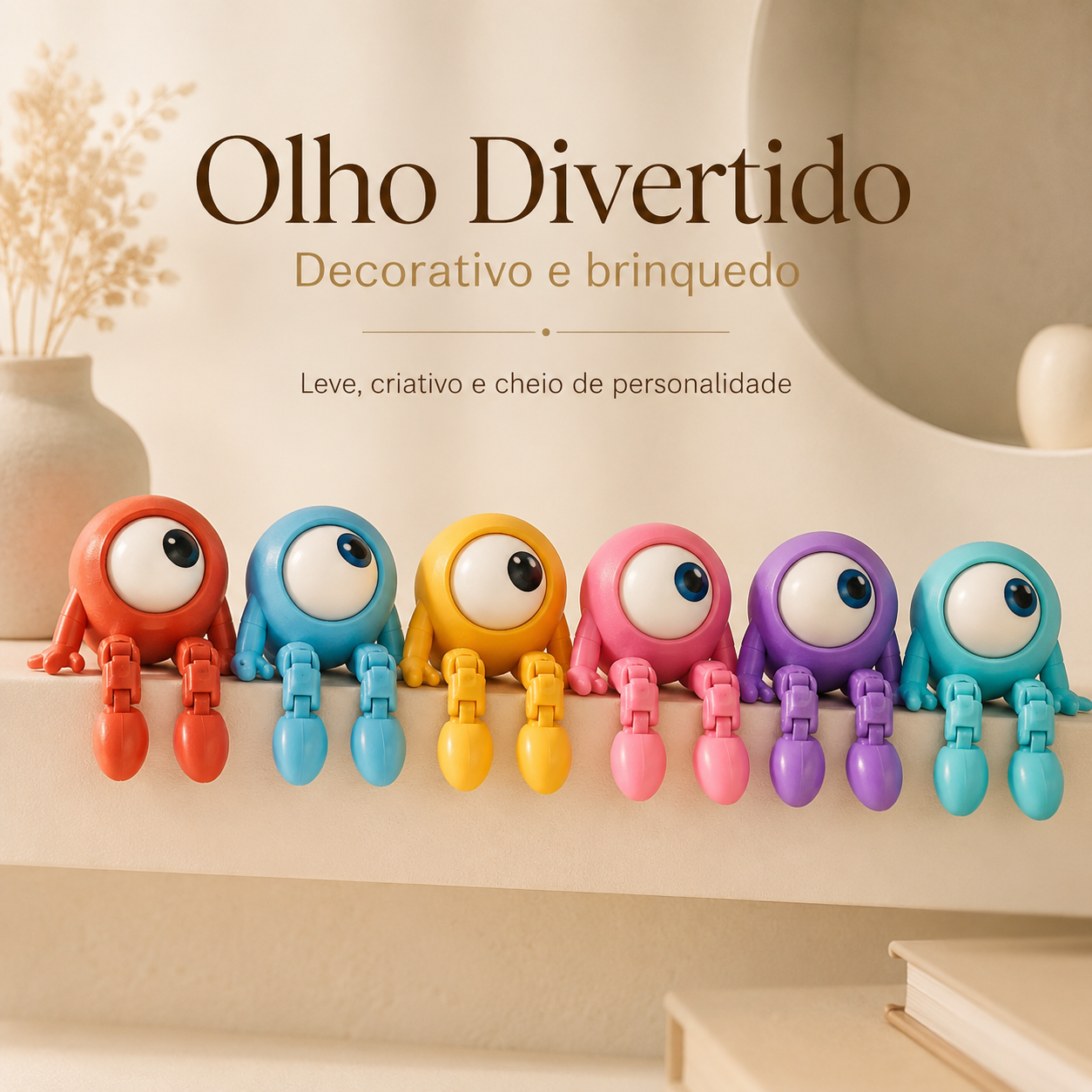 Olho Divertido 3D — Mini Bonequinho Articulado Decorativo e Colecionável