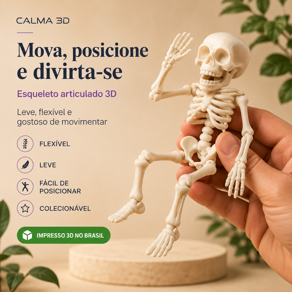 Esqueleto Flexível Articulado 3D — Brinquedo Decorativo para Brincar, Posicionar e Colecionar
