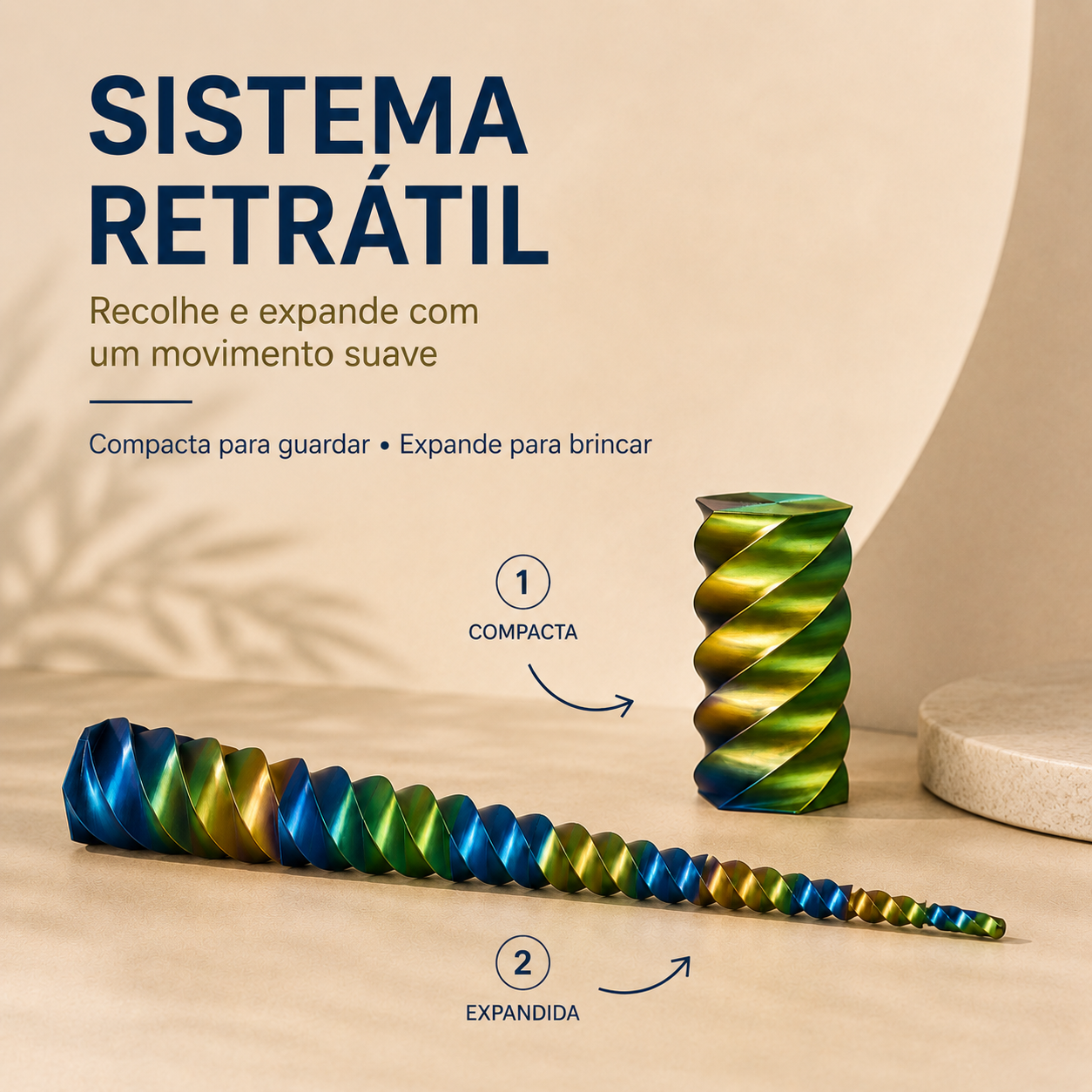 Torre Giratória Retrátil 3D — Fidget Sensorial Expansível para Relaxar e Girar
