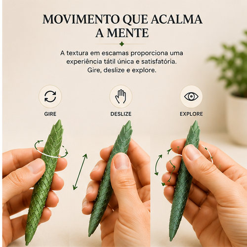 Caneta Escama de Dragão Calma 3D — Fidget Sensorial para Foco e Escrita
