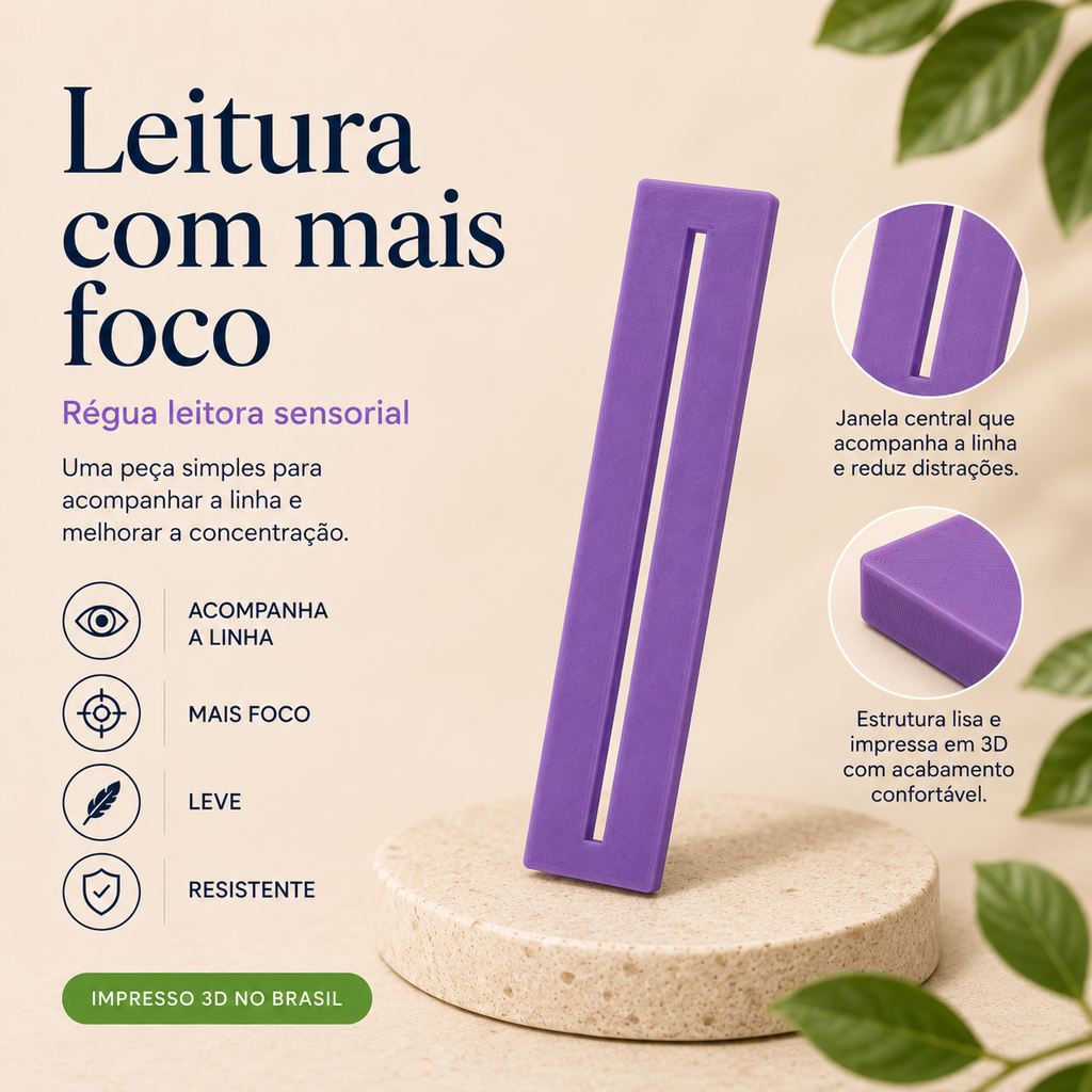 Régua Leitora 3D — Guia de Leitura para Foco, Concentração e Acompanhamento da Linha