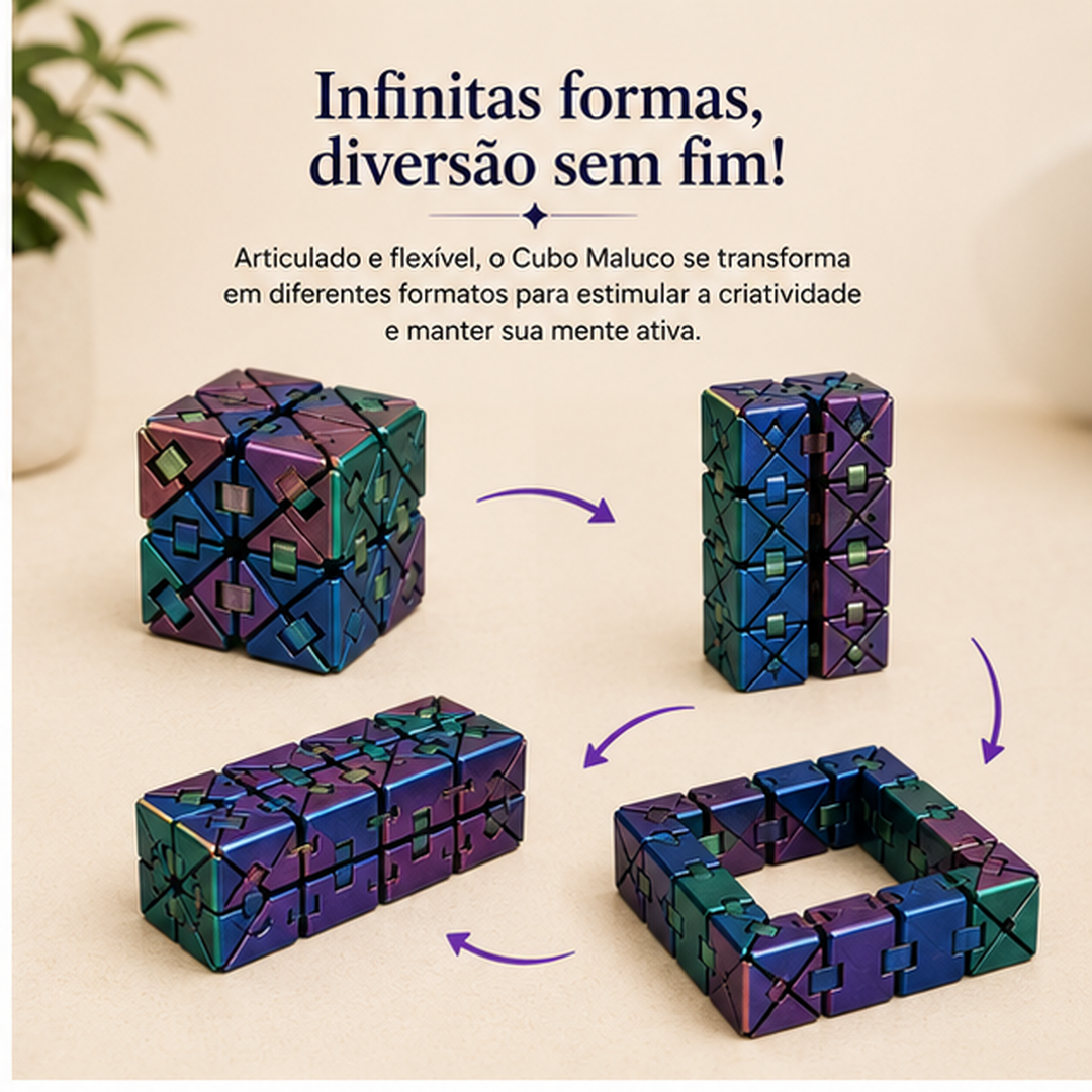 Cubo Maluco Calma 3D — Fidget Articulado 3D para Foco e Mãos Ocupadas