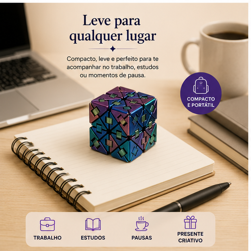 Cubo Maluco Calma 3D — Fidget Articulado 3D para Foco e Mãos Ocupadas