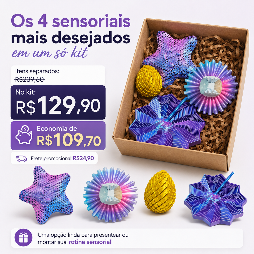 Kit Top 4 Sensoriais Mais Desejados — Calma 3D