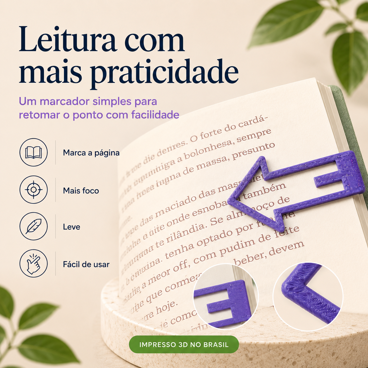 Marcador de Página 3D — Marcador Criativo para Leitura, Estudos e Organização