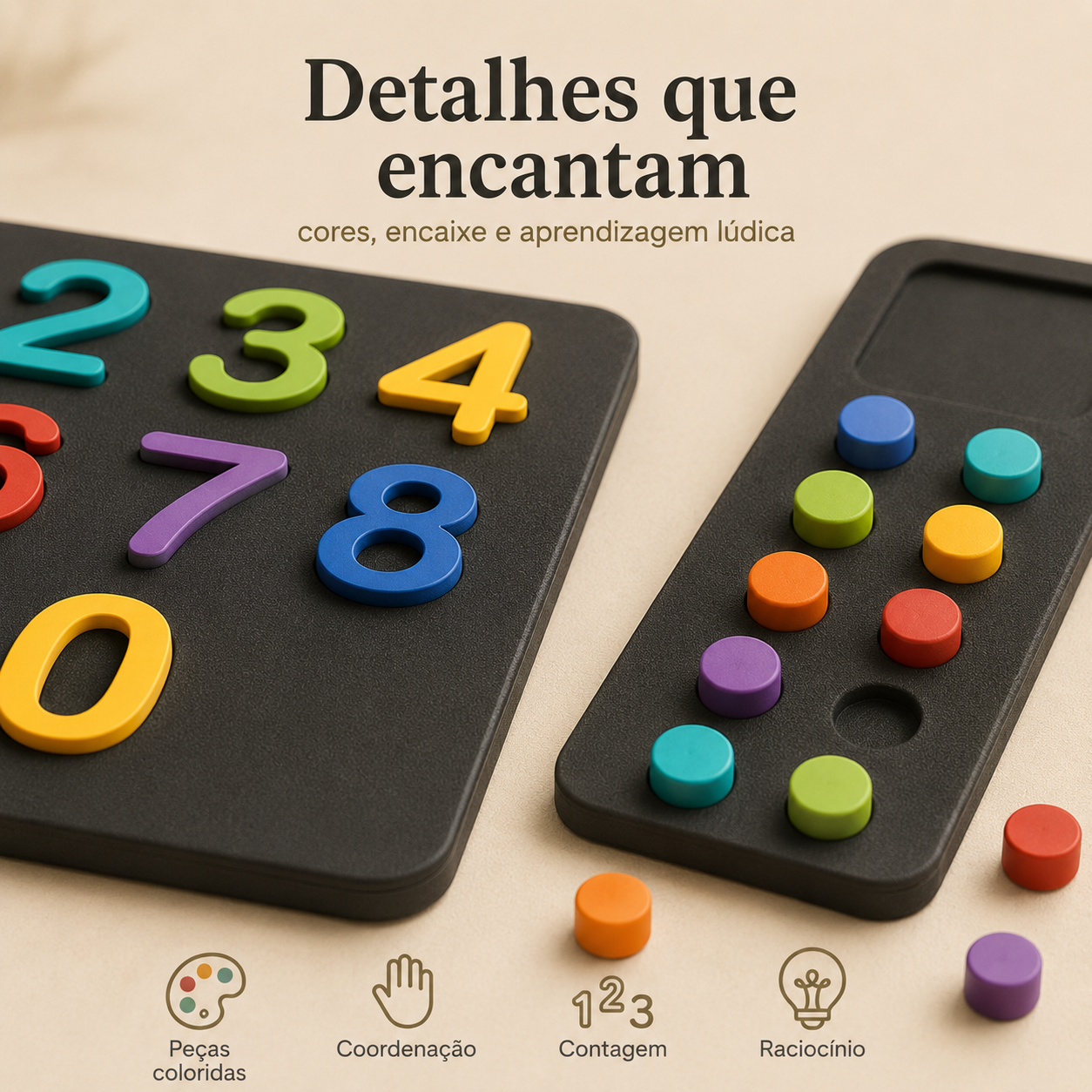 Quebra-Cabeça de Números 3D — Brinquedo Educativo Colorido para Aprender Brincando