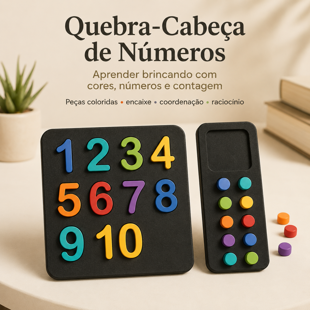 Quebra-Cabeça de Números 3D — Brinquedo Educativo Colorido para Aprender Brincando