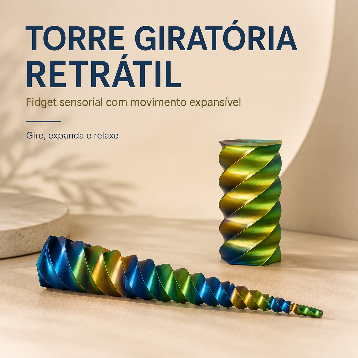 Torre Giratória Retrátil 3D — Fidget Sensorial Expansível para Relaxar e Girar