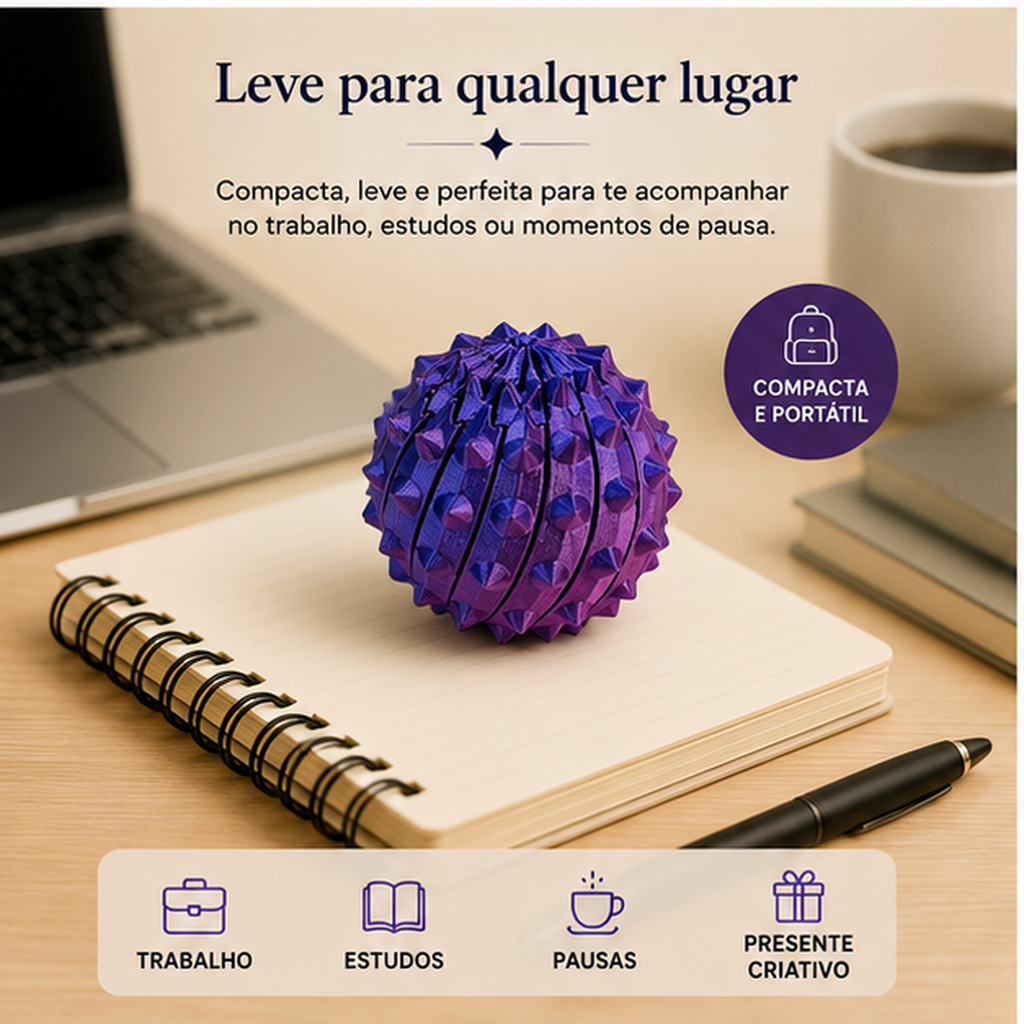 Esfera Inquieta Sensorial Calma 3D — Fidget Tátil para Foco e Mãos Ocupadas