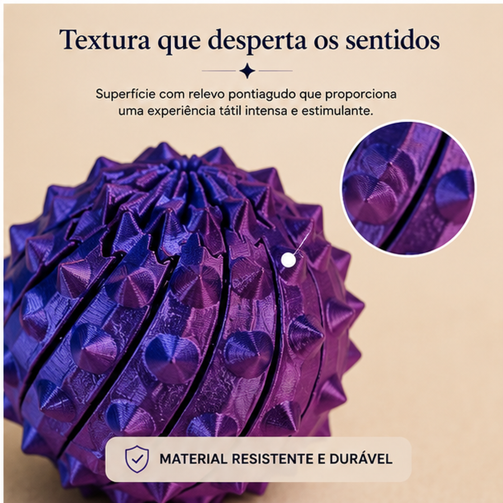 Esfera Inquieta Sensorial Calma 3D — Fidget Tátil para Foco e Mãos Ocupadas
