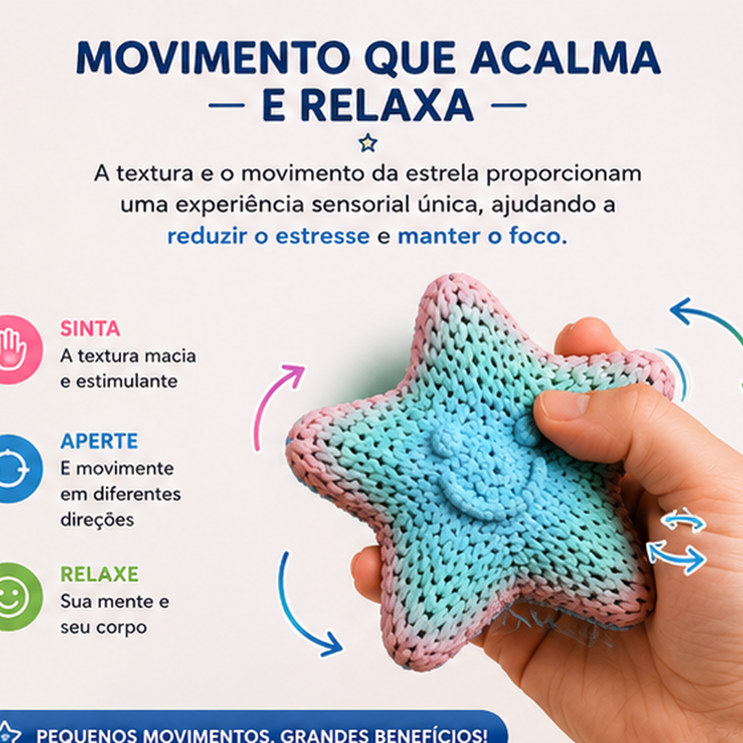 Estrela Brincalhona Sensorial Calma 3D — Fidget Flexível para Toque e Movimento