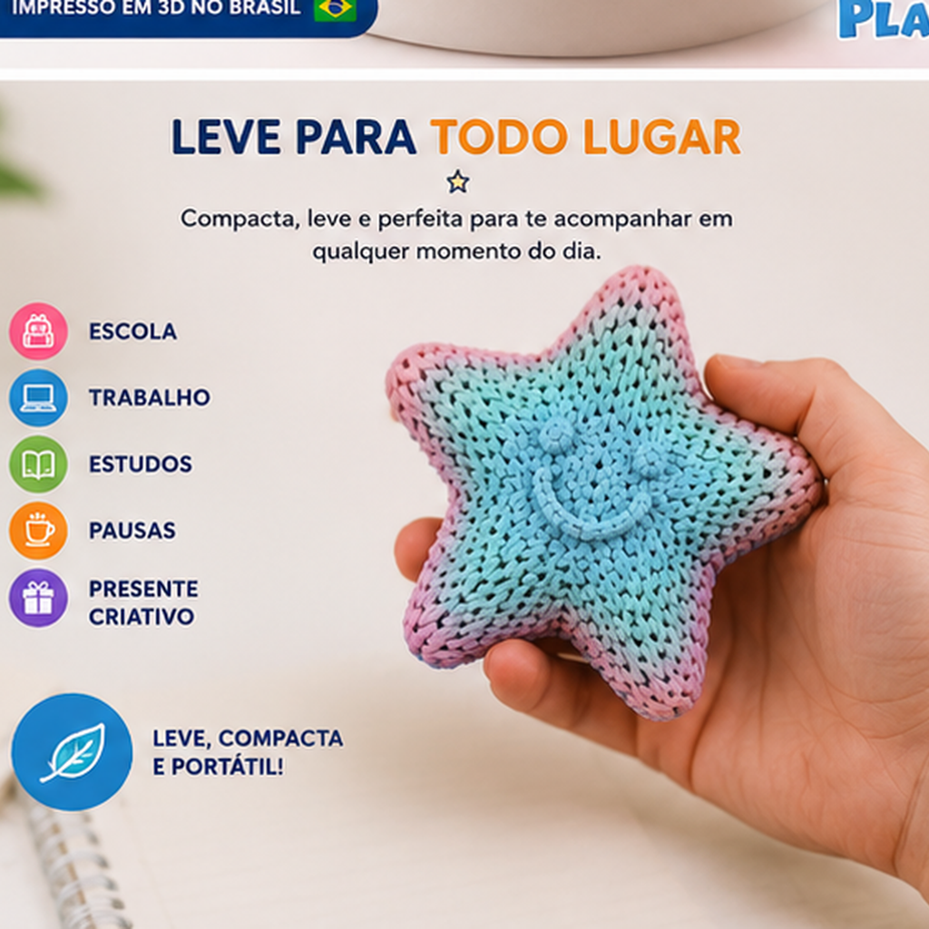 Estrela Brincalhona Sensorial Calma 3D — Fidget Flexível para Toque e Movimento
