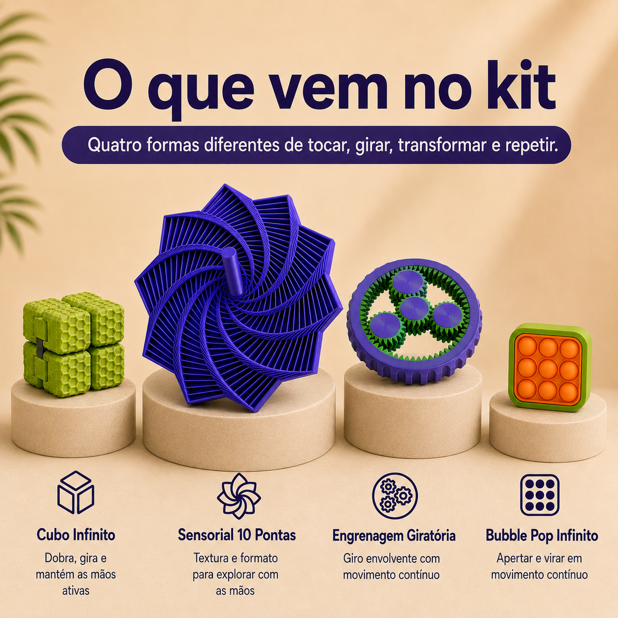 Kit Zenzorial 4 em 1 | 4 Itens Essenciais do Mundo Sensorial