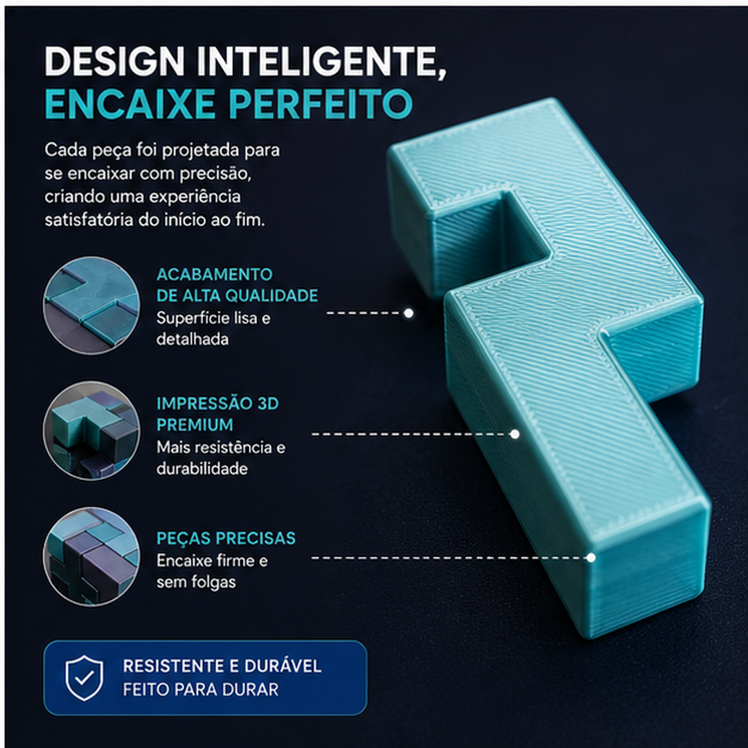 Quebra-Cabeça Cúbico Calma 3D — 13 Peças para Desafio, Foco e Diversão