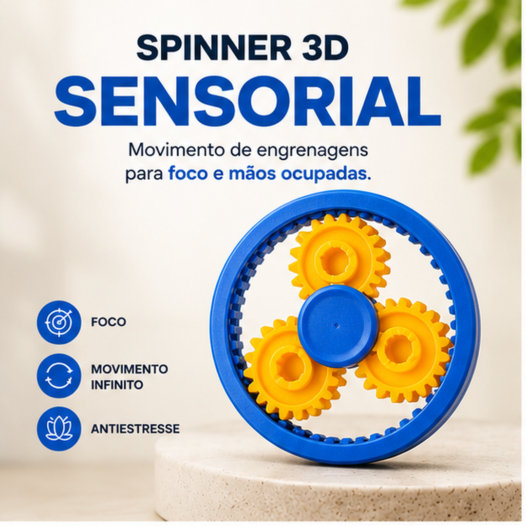 Spinner 3D Sensorial Calma 3D com Engrenagens