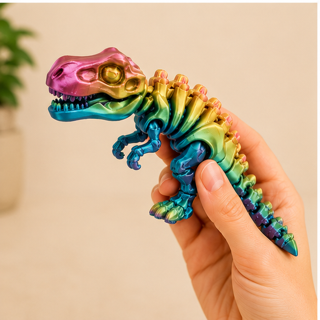 T-Rex Esqueleto Articulado 3D — Dinossauro Flexível para Brincar e Colecionar