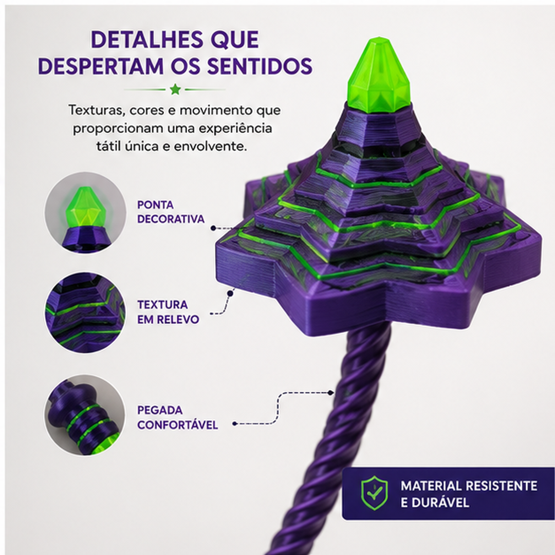 Varinha Mágica Giratória Calma 3D — Fidget Sensorial para Foco e Movimento