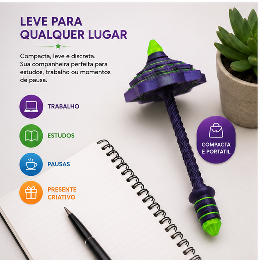 Varinha Mágica Giratória Calma 3D — Fidget Sensorial para Foco e Movimento